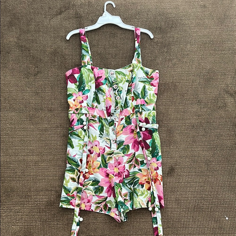 Farm Rio Floral Button-Up Romper - Medium